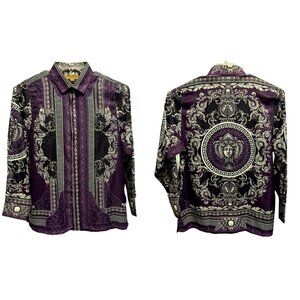Prestige Original Mens XL Designer Print Shirt Medusa Motif Greek Key Baroque NE